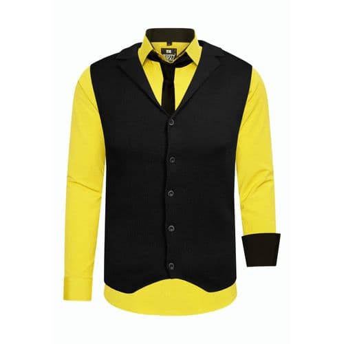Langarmhemd RUSTY NEAL, Herren, Gr. XL, EURO-Größen, gelb, 60% Baumwolle, 37% Polyester, 3% Elasthan, mehrfarbig, ohne Ausschnitt, Hemden, bestehend